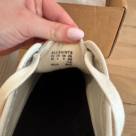 All Saints Milla Leather Chunky Sole Sneakers in White - Picture 8 of 8